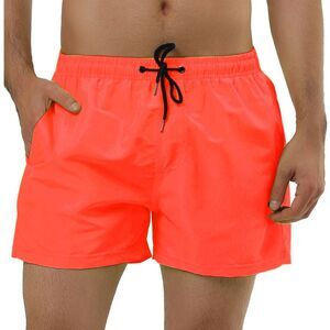 Swim Shorts Summer Drawstring Waist Color Mesh Lining Swimming Board Shorts